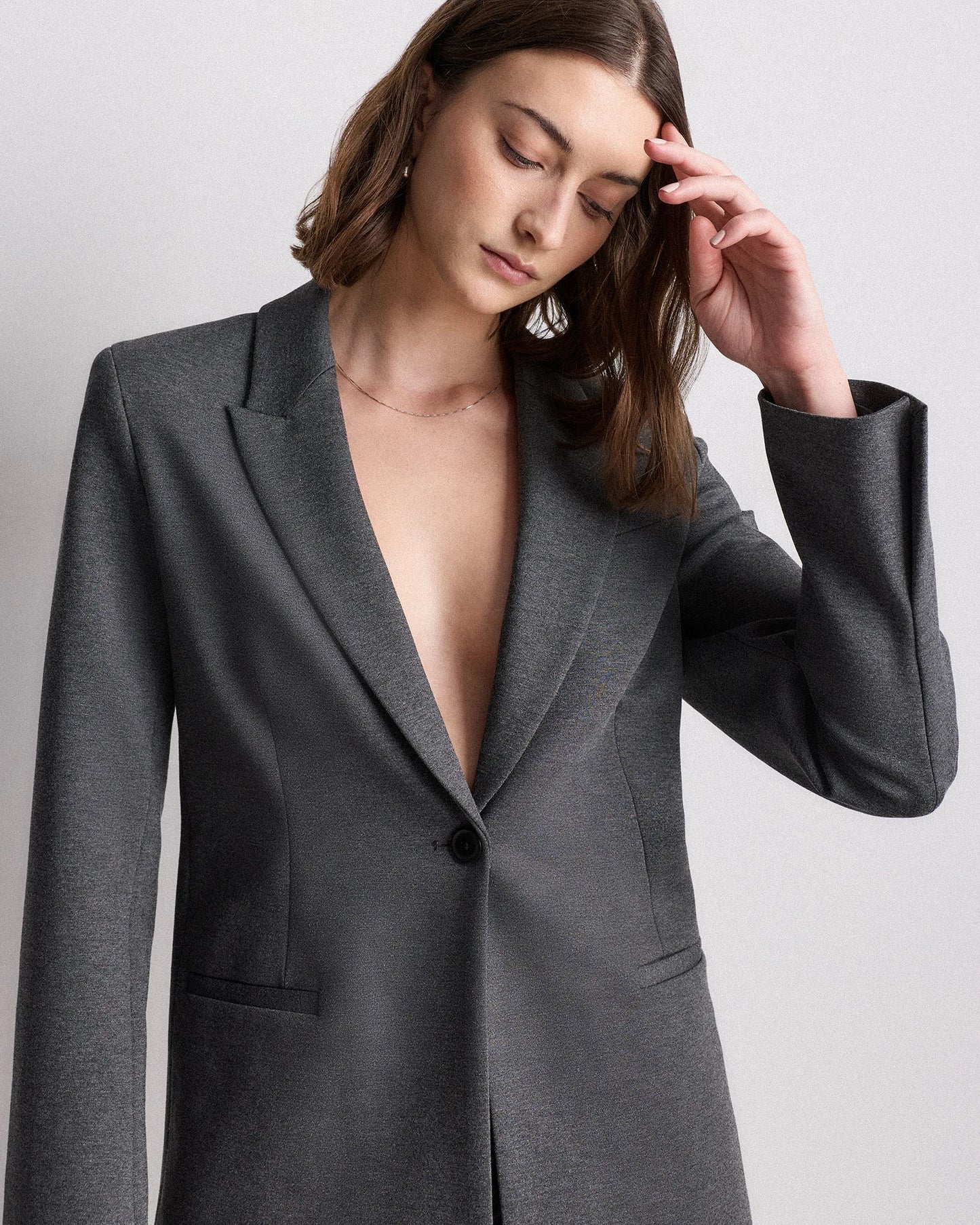Ultra-Stretch Ponte Single-Breasted Blazer - XS / Espresso