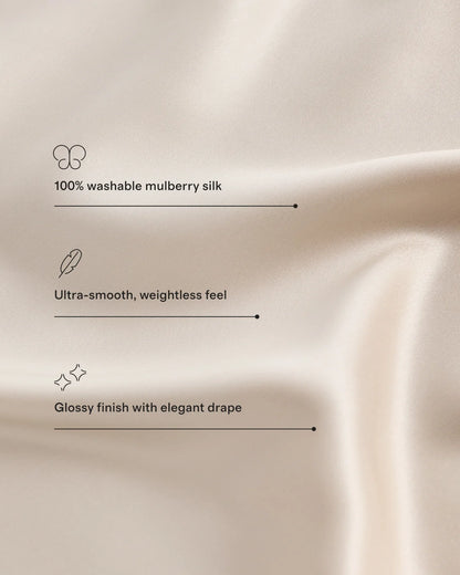 100% Mulberry Silk Pillowcase - Standard / White