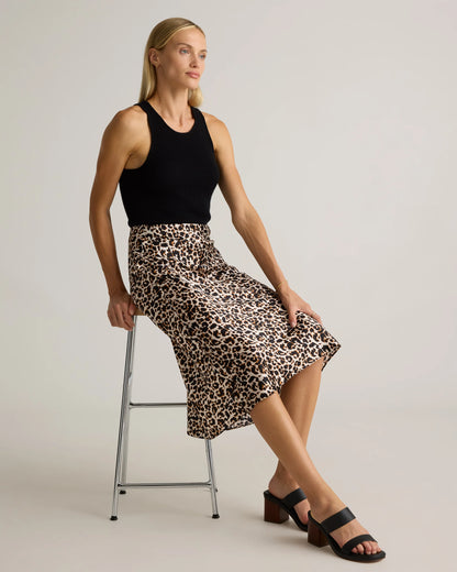 100% Washable Silk Skirt - XS / Champagne