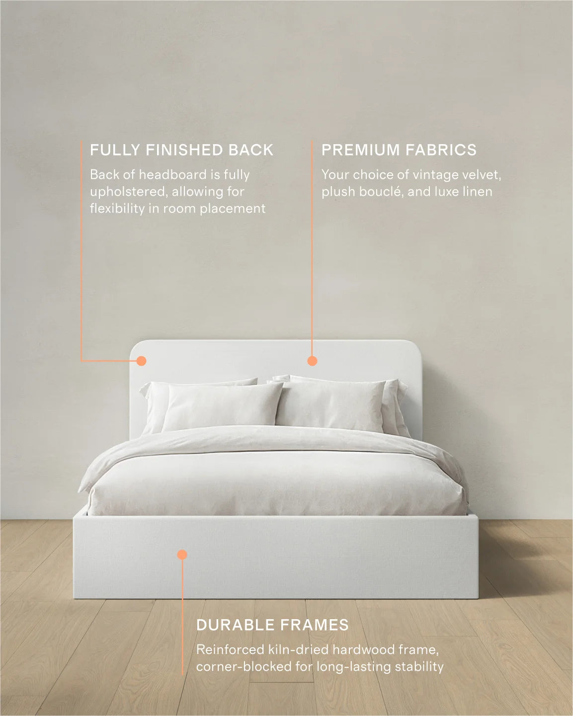 100% Linen Curved Bed - Full / Canvas