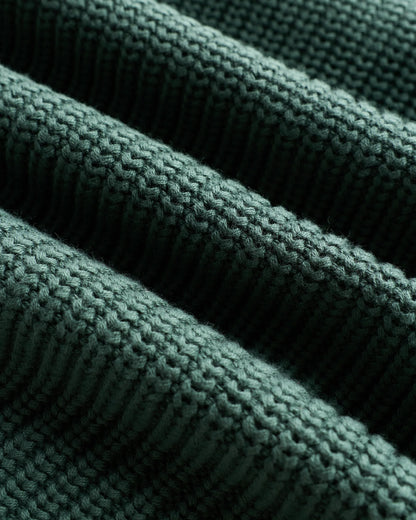 100% Organic Cotton Fisherman Quarter-Zip Sweater - S / Big Sur Green