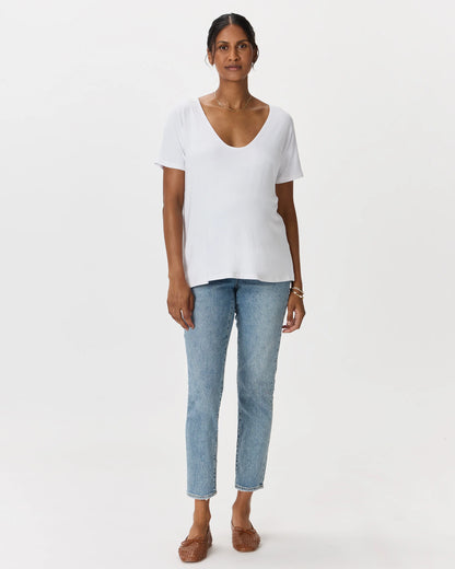 Bamboo Jersey Maternity Dolman Sleeve Tee (2-pack) - XS / White/Grey