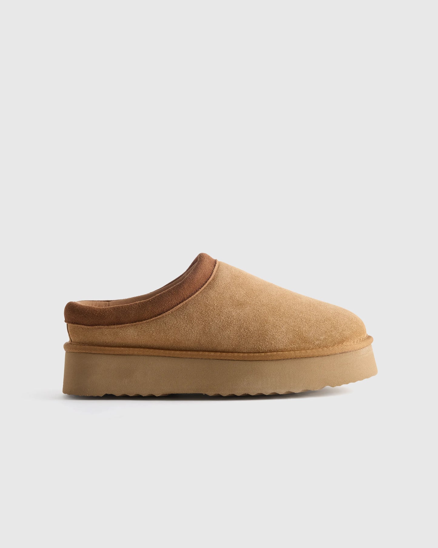 Australian Shearling Platform Clog Slipper - 5 / Pecan