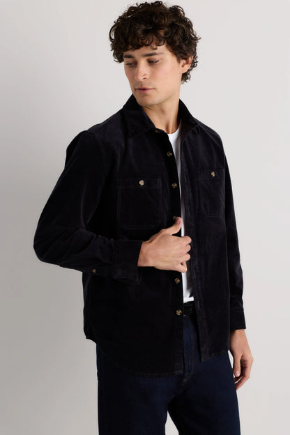 Organic Stretch Corduroy Utility Shirt - S / Dark Khaki