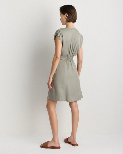 Vintage Wash Tencel Button Front Dress - XS / Taupe Brown