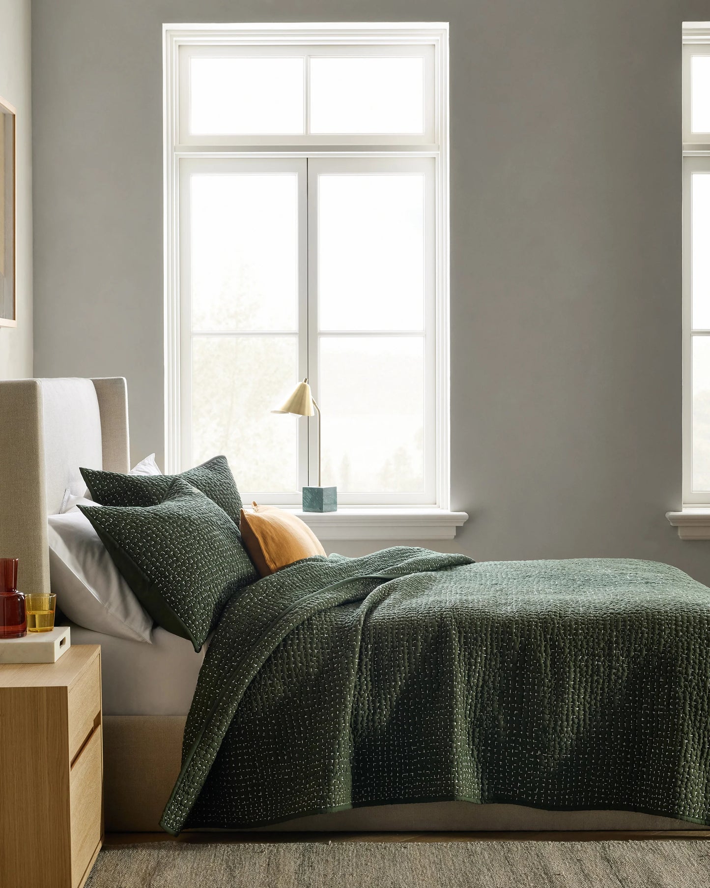 Organic Cotton Hand Stitched Quilt - Twin / Stone
