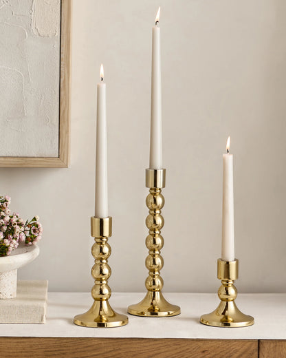 Brass Candlestick Holders (Set of 3) - Set of 3 / Brass