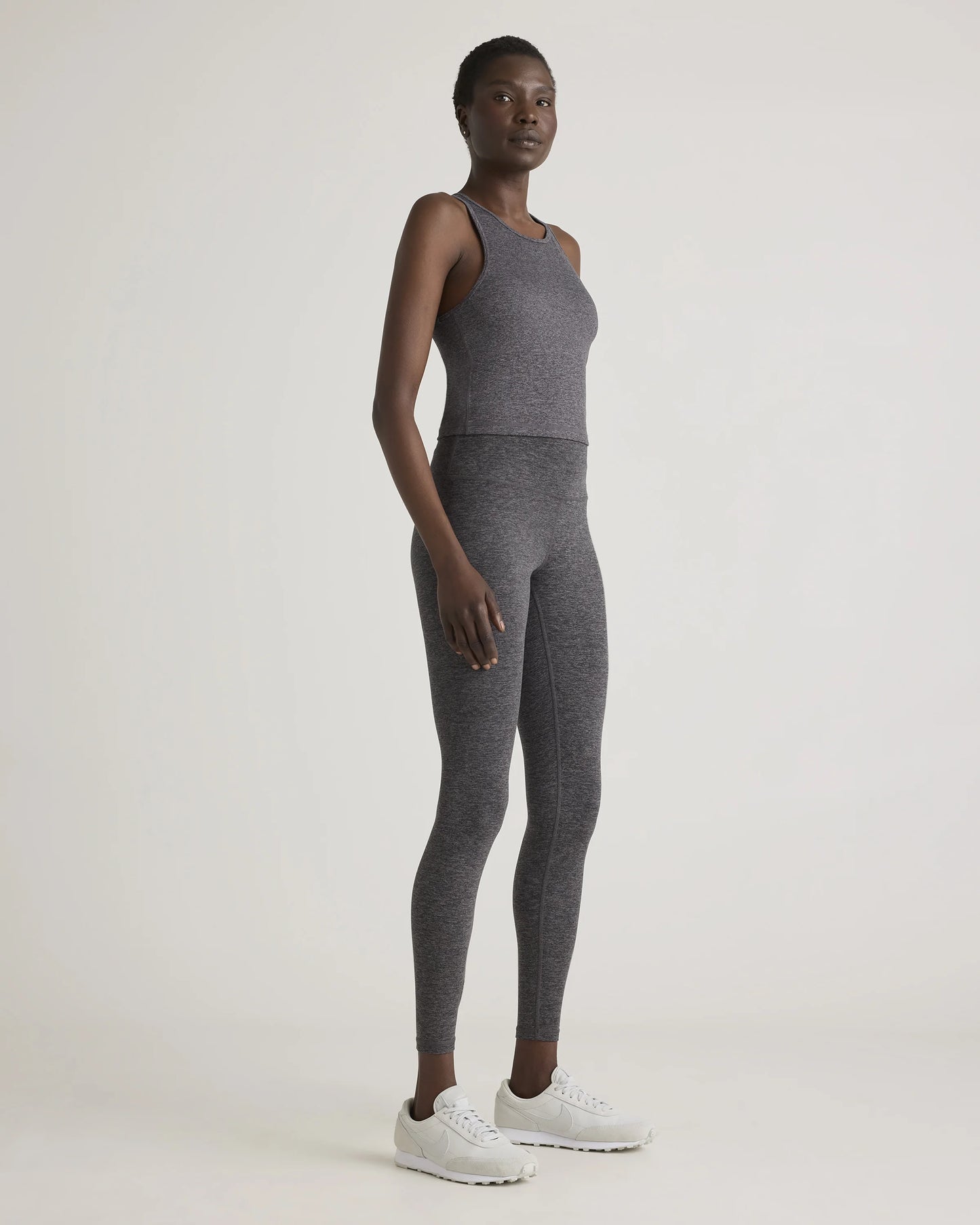 Ultra-Soft High Neck Cropped Tank - XS / Heather Charcoal