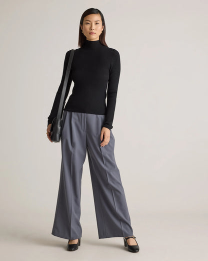 Featherweight Cashmere Ribbed Mockneck Sweater - XS / Deep Navy