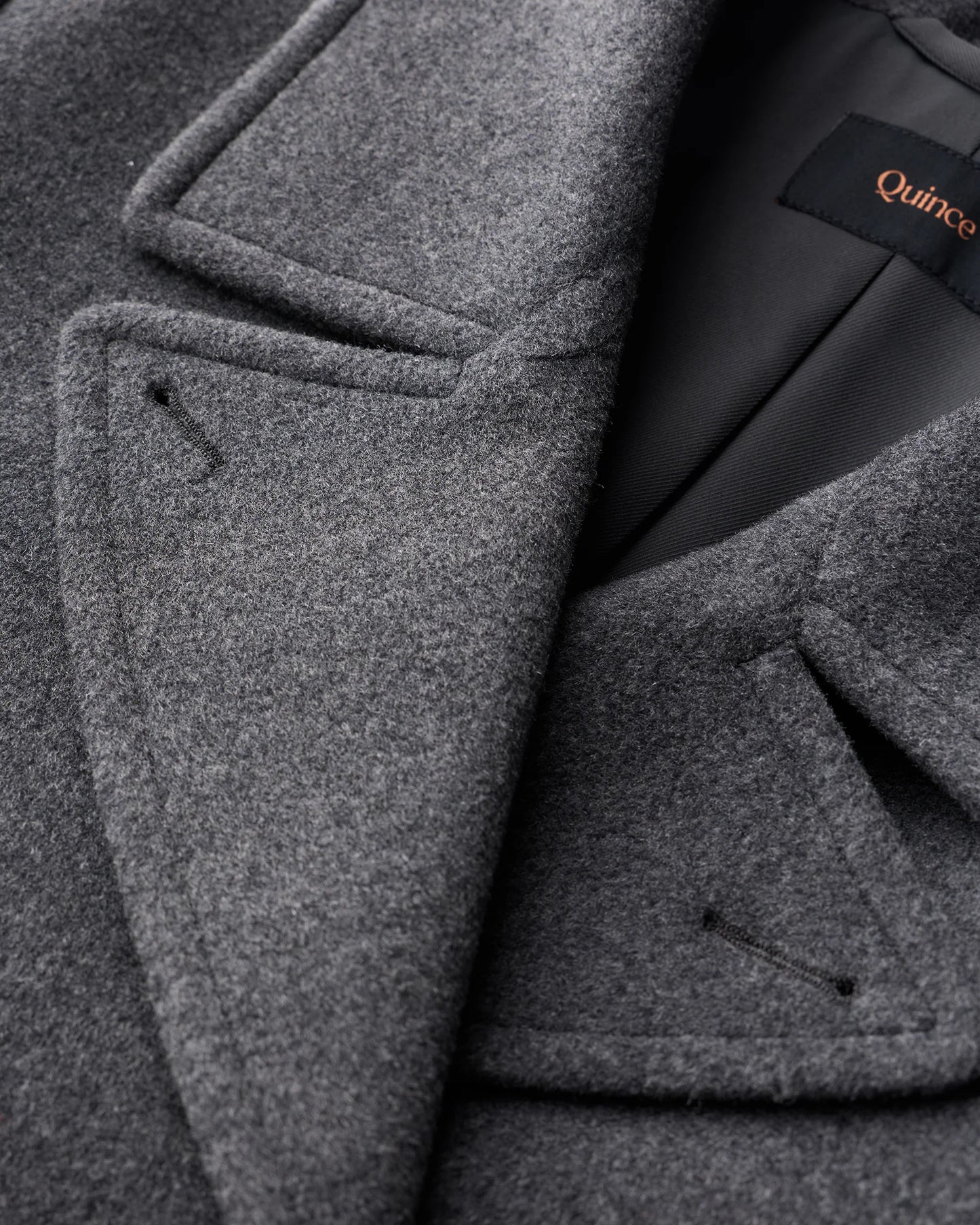 Wool Cashmere Double-Breasted Officer Topcoat - S / Heather Charcoal