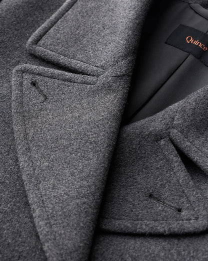 Wool Cashmere Double-Breasted Officer Topcoat - S / Heather Charcoal