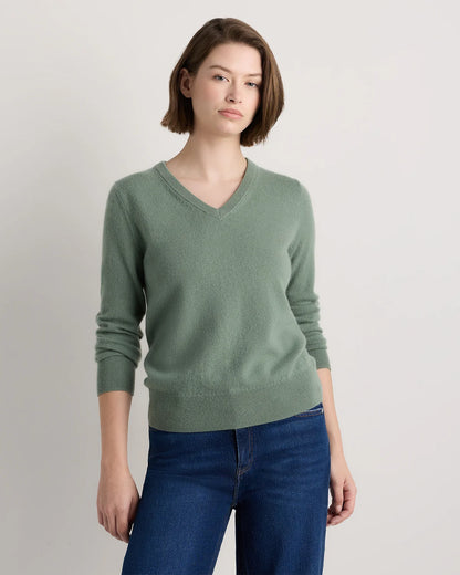 Mongolian Cashmere V-Neck Sweater - XS / Rich Burgundy