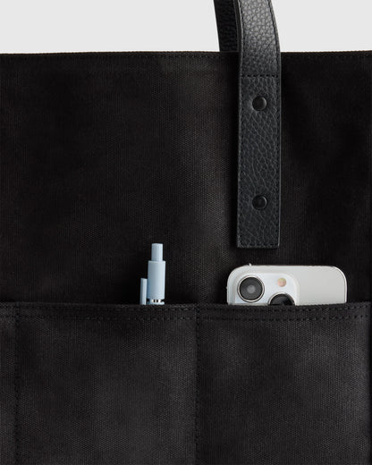 Waxed Canvas Utility Tote - One Size / Black
