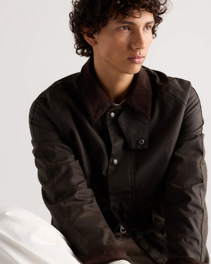 Organic Waxed Cotton Barn Jacket - S / Rustic Olive