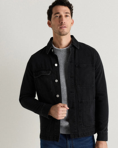 100% Organic Cotton Denim Chore Jacket - S / Dark Indigo