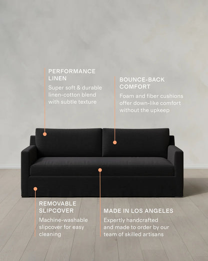 Ellery Slipcover Sofa in Performance Linen - 7ft / Sand