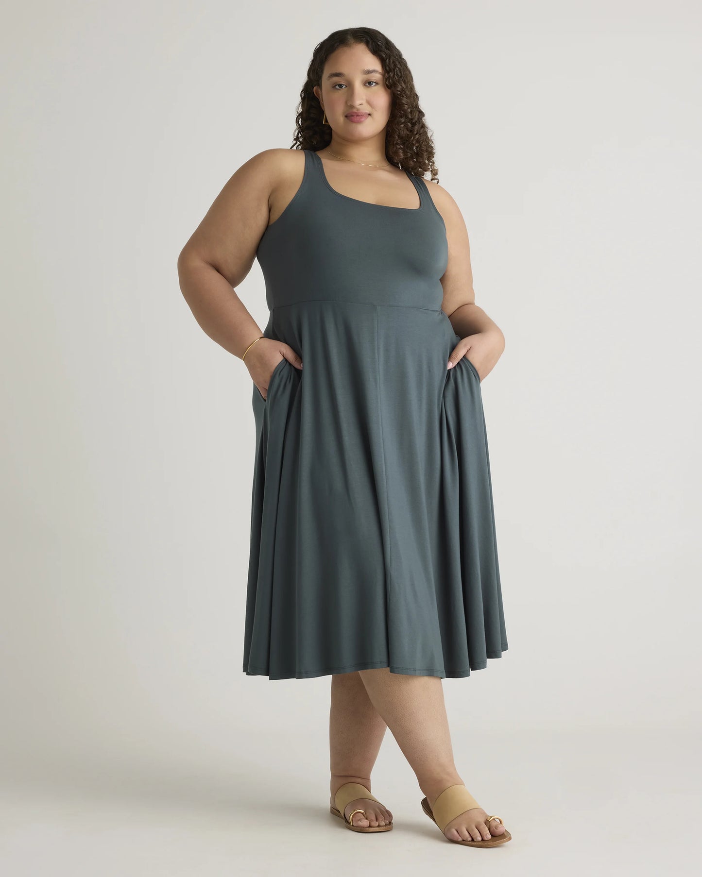 Tencel Jersey Fit & Flare Dress - 1X / Brown