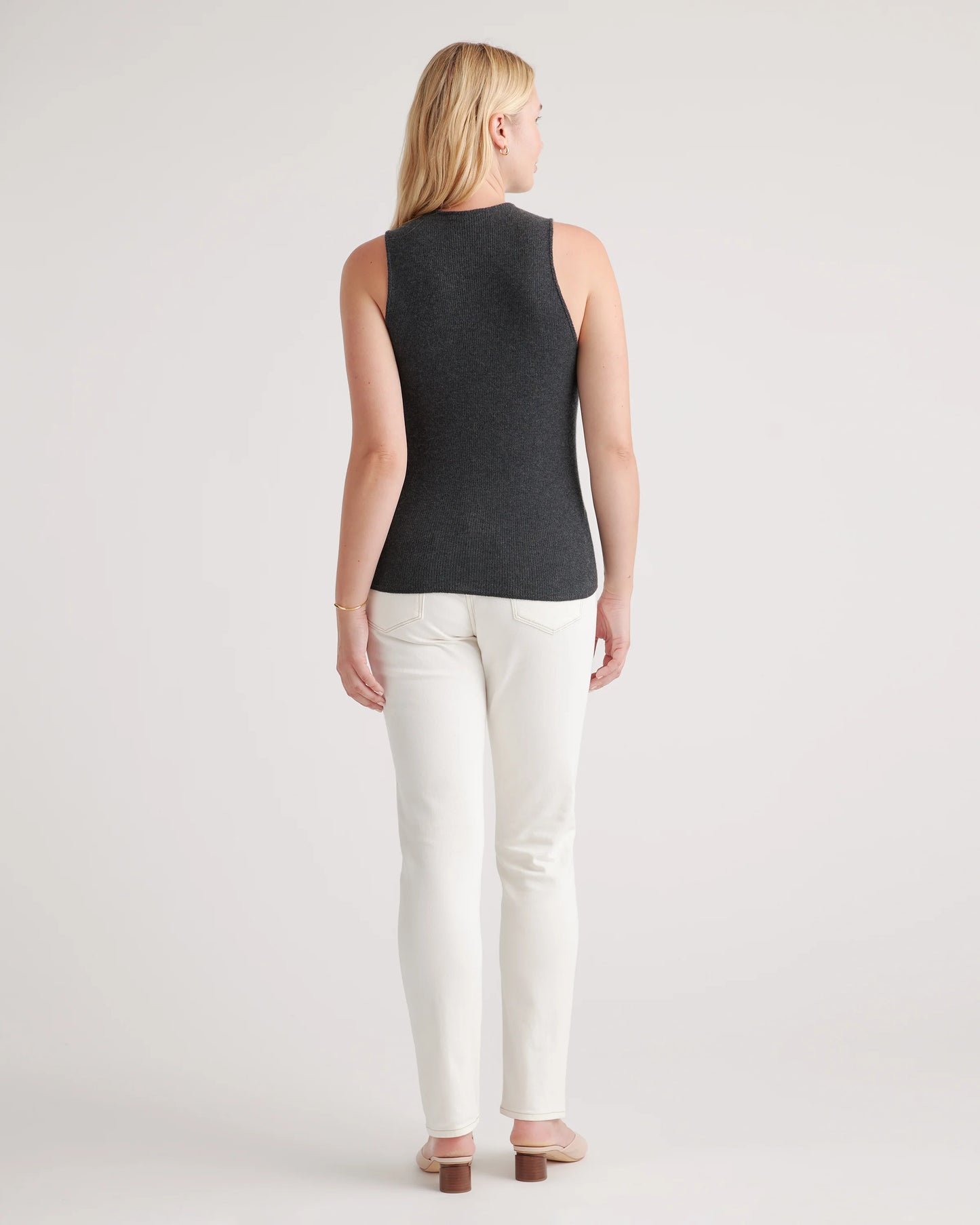 Featherweight Cashmere Ribbed Tank - XS / Charcoal