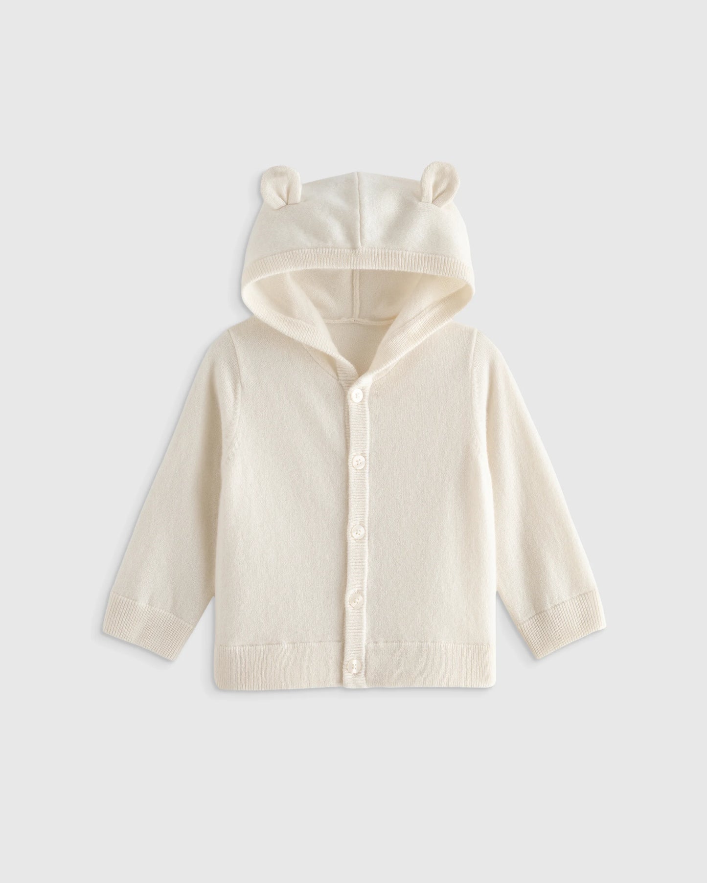 Washable Cashmere Hooded Cardigan - 0-3M / Oatmeal