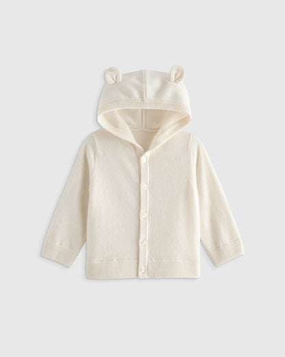 Washable Cashmere Hooded Cardigan - 0-3M / Oatmeal