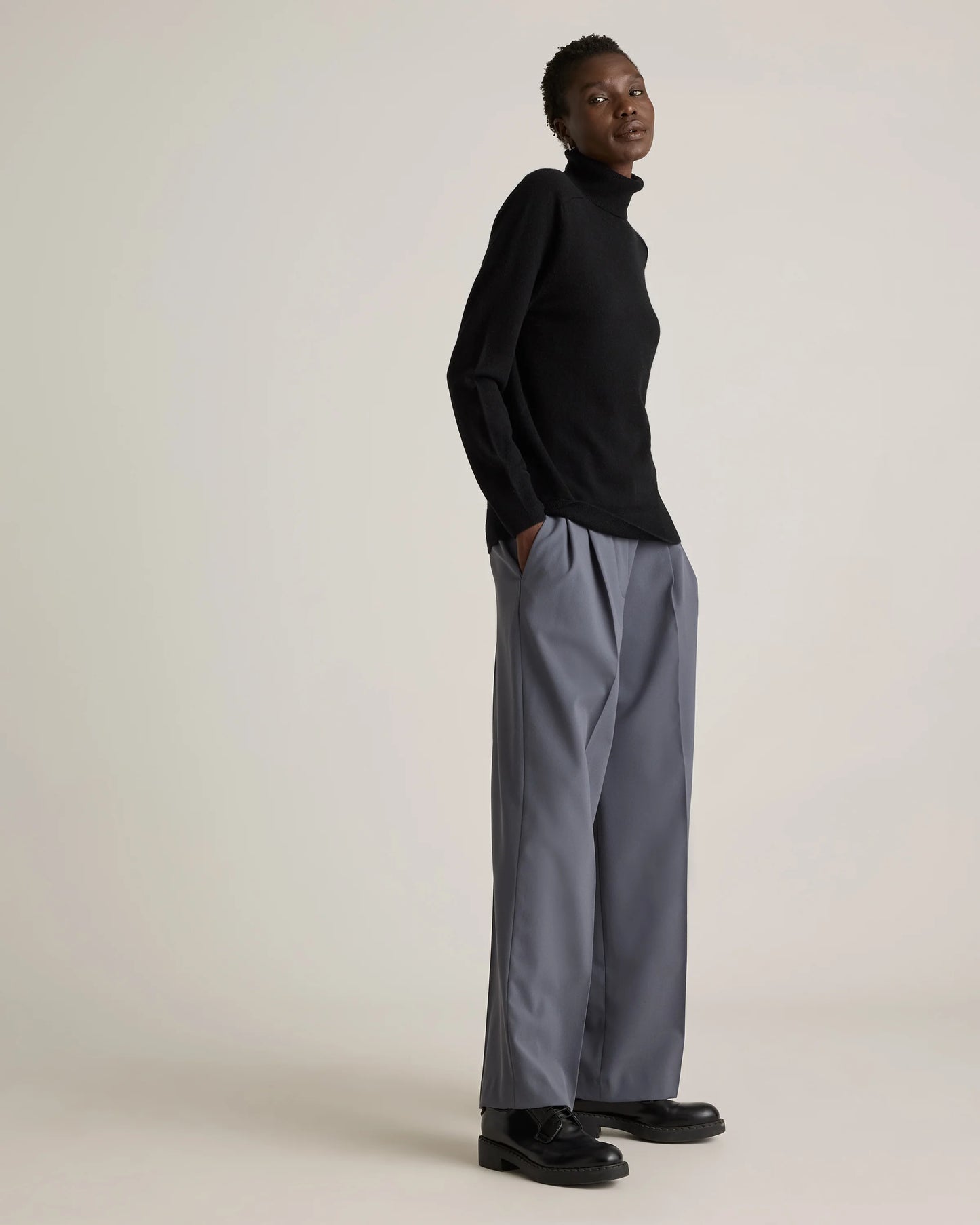 Mongolian Cashmere Turtleneck Sweater - XS / Heather Grey
