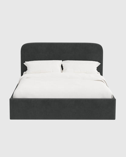 Curved Bed in Performance Velvet - Full / Walnut