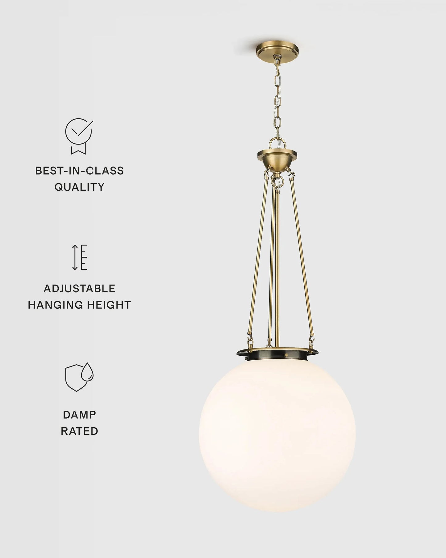 Antiqued Steel and Glass Globe Pendant Light - One Size / Brass