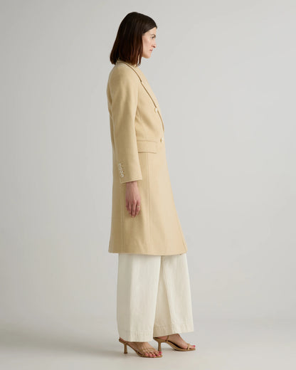 Italian Wool Double-Breasted Coat - XS / Heather Buttercream