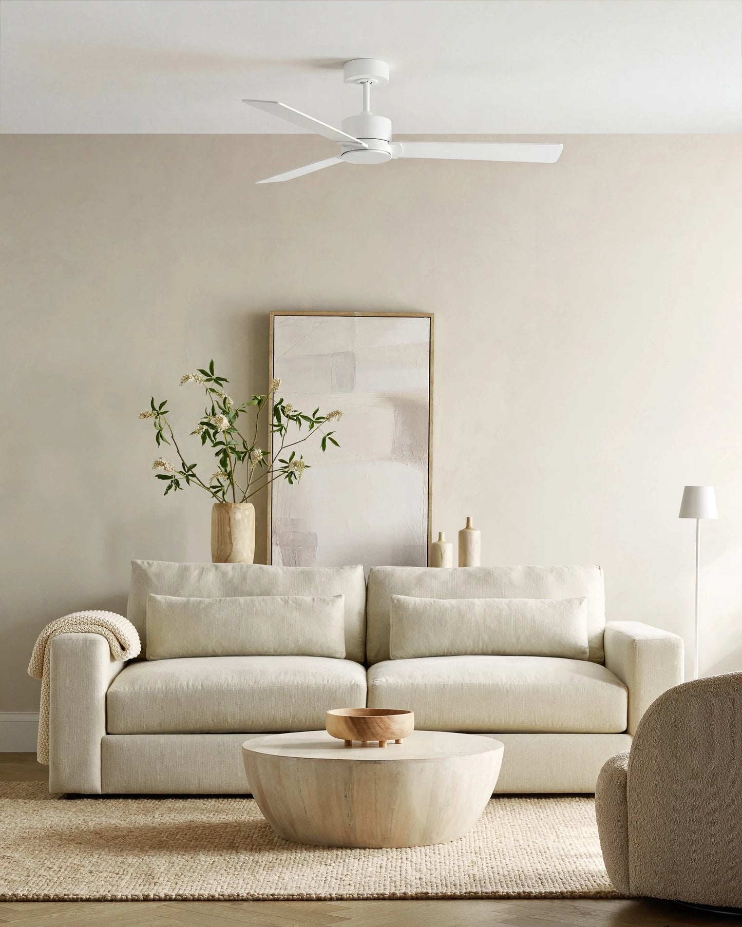 Minimalist Wood Blade Ceiling Fan - 44" / White