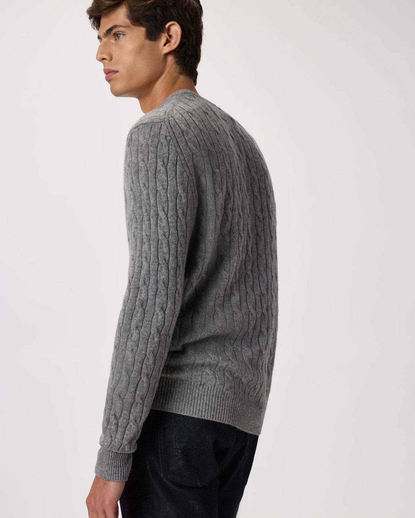 Mongolian Cashmere Classic Cable Crewneck Sweater - S / Teak