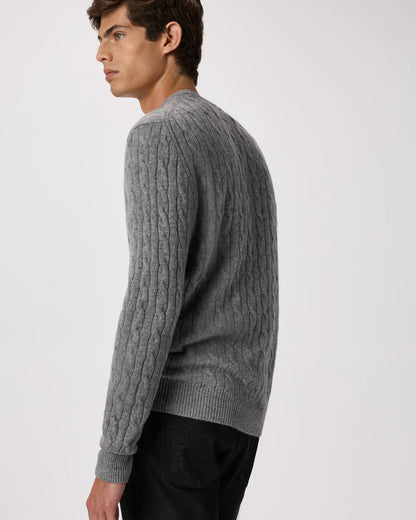 Mongolian Cashmere Classic Cable Crewneck Sweater - S / Teak