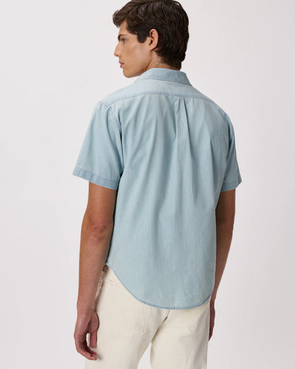 100% Organic Chambray Short Sleeve Shirt - S / Light Chambray