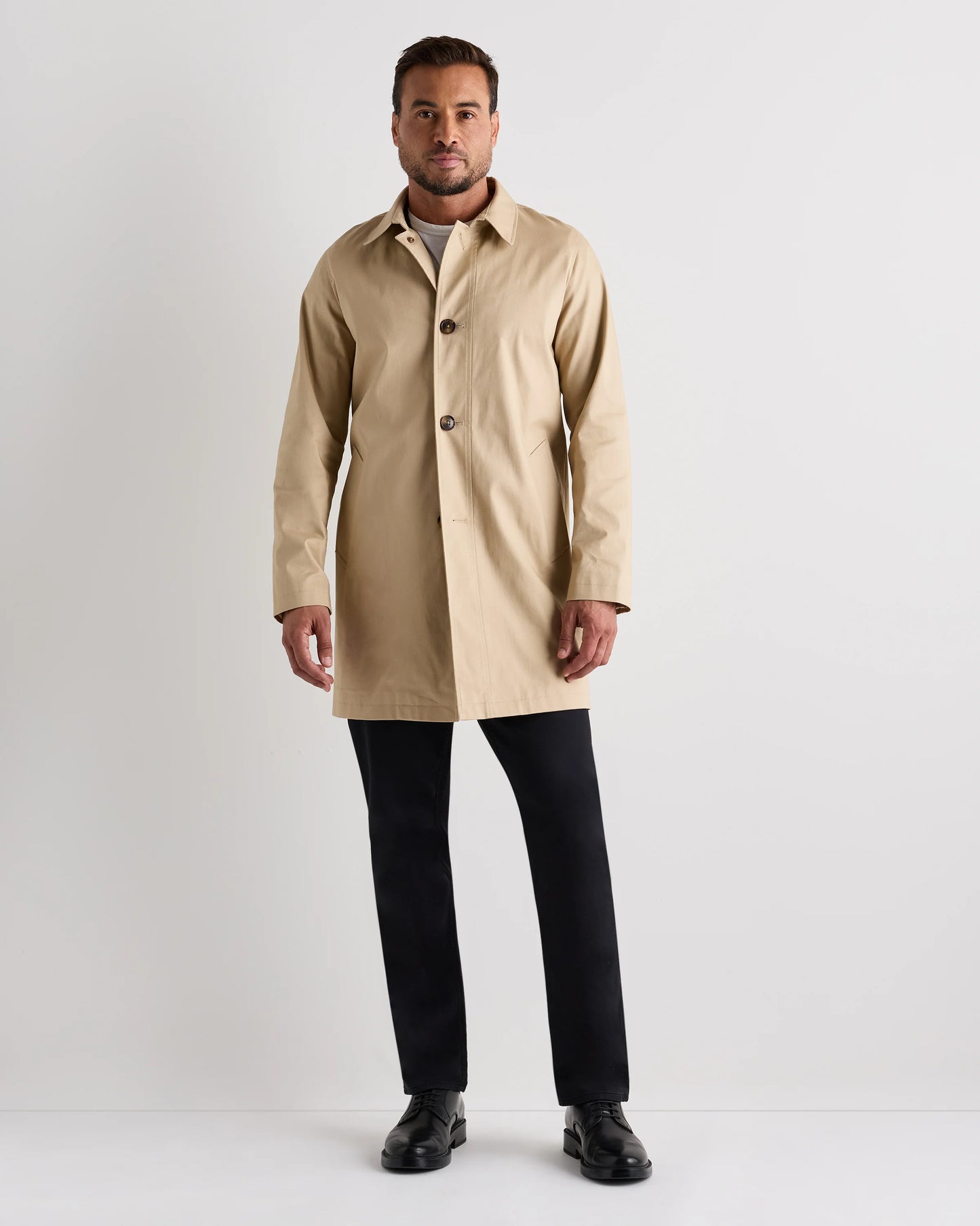 Comfort Stretch Trench Coat - S / Midnight Black