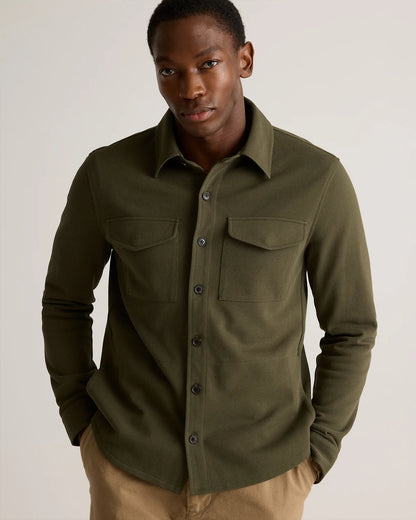 Cotton Pique Knit Overshirt - XS / Heather Charcoal