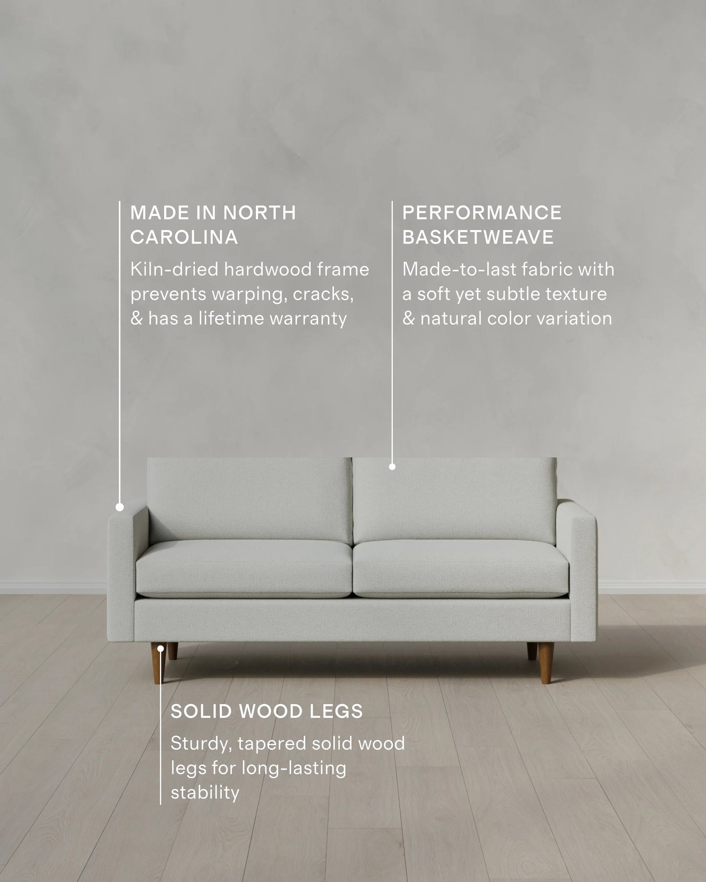 Atlas Midcentury Sofa in Performance Basketweave - 6ft / Navy