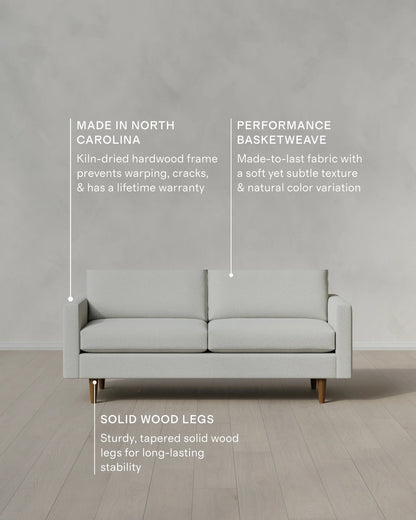 Atlas Midcentury Sofa in Performance Basketweave - 6ft / Navy