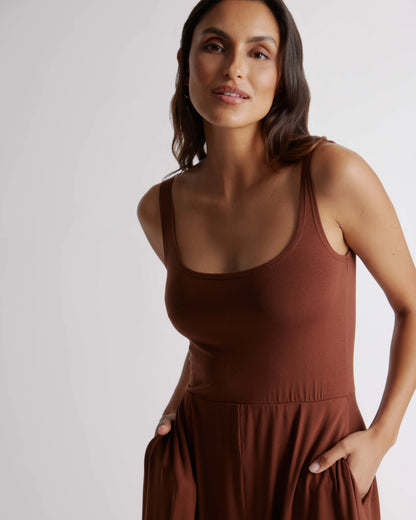 Tencel Jersey Fit & Flare Dress - XS / Dark Olive