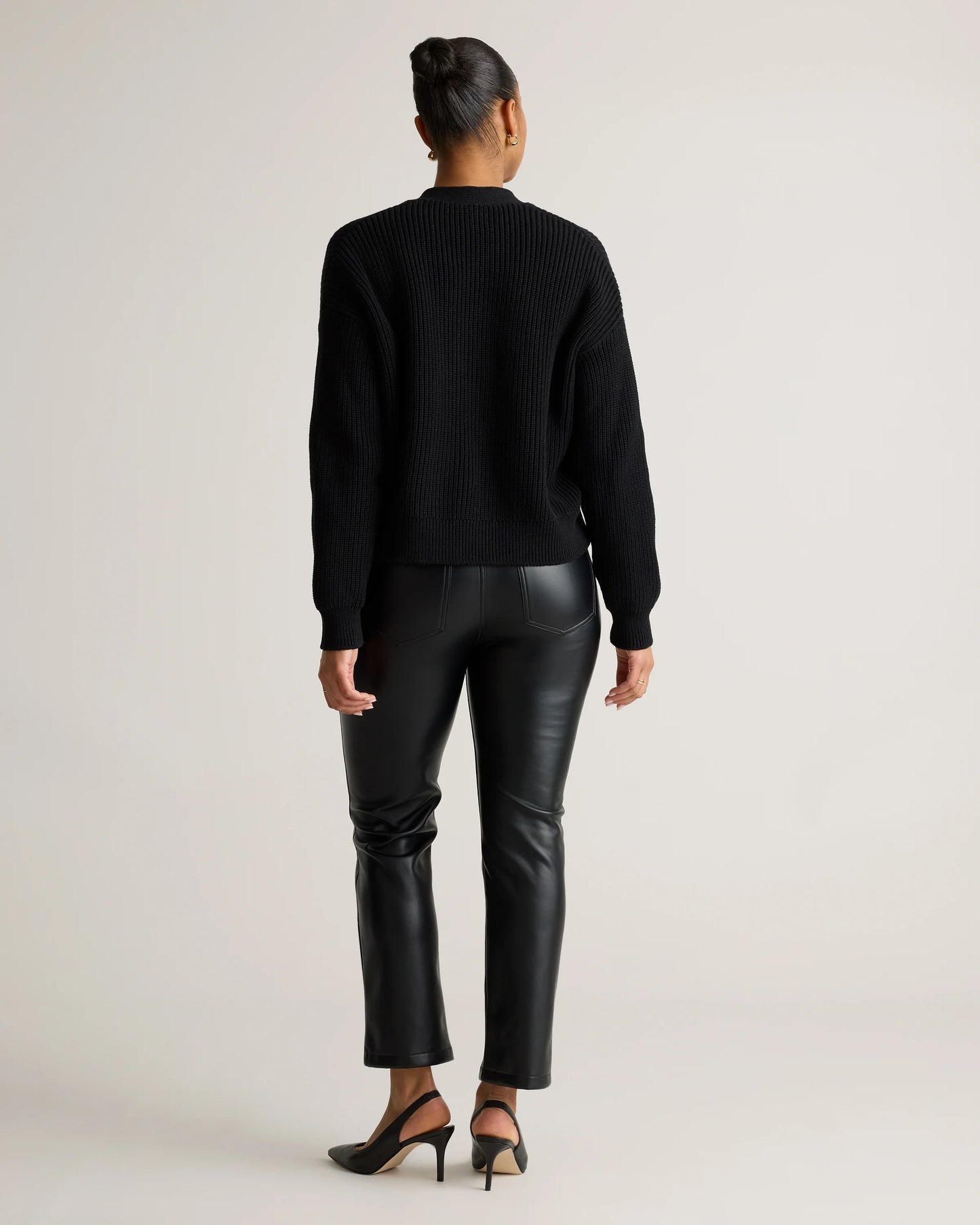 Vegan Leather Straight Leg Pants - 0 / Espresso