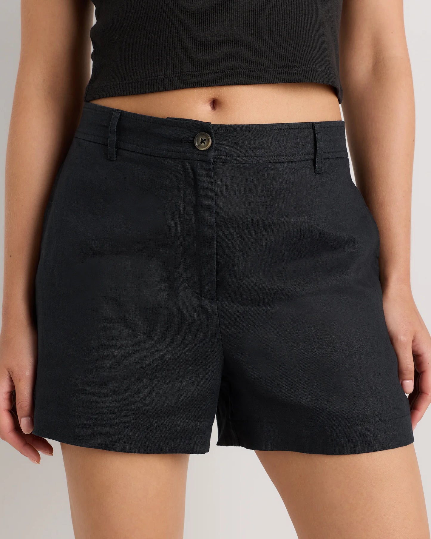 100% European Linen Trouser Shorts - 0 / Bayberry Olive
