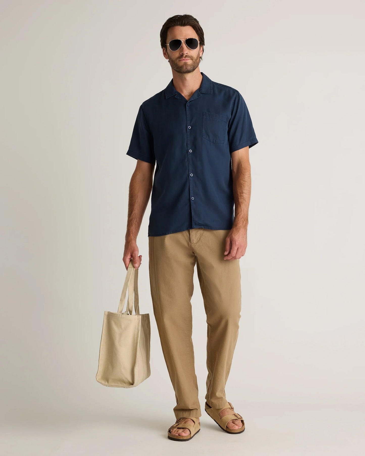 Vintage Wash Tencel Camp Shirt - S / Olive