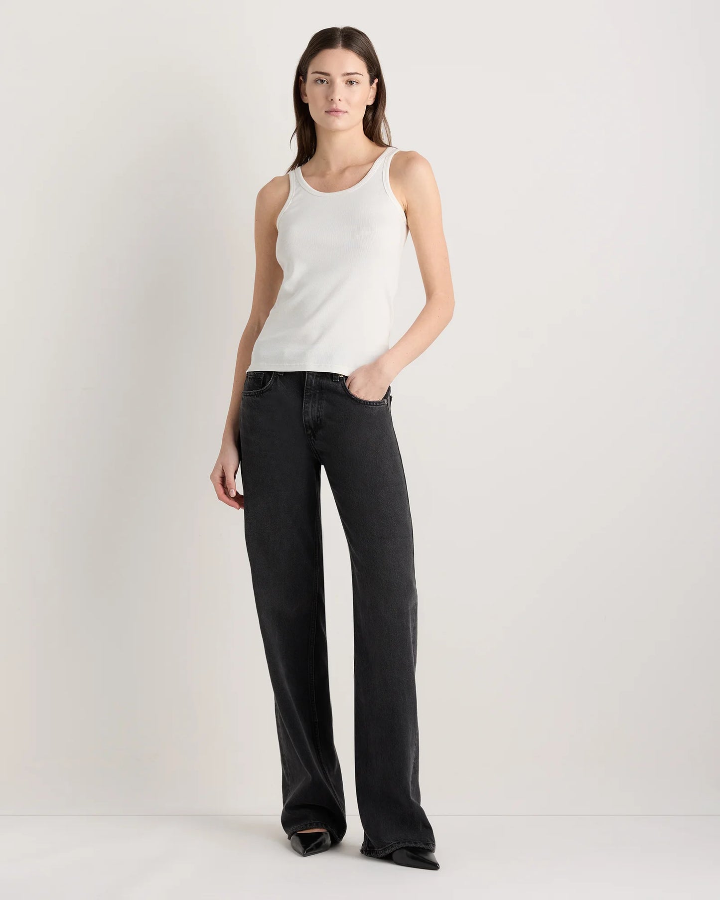 Organic Cotton Micro-Rib Scoop Neck Tank - XS / Moonstone Blue