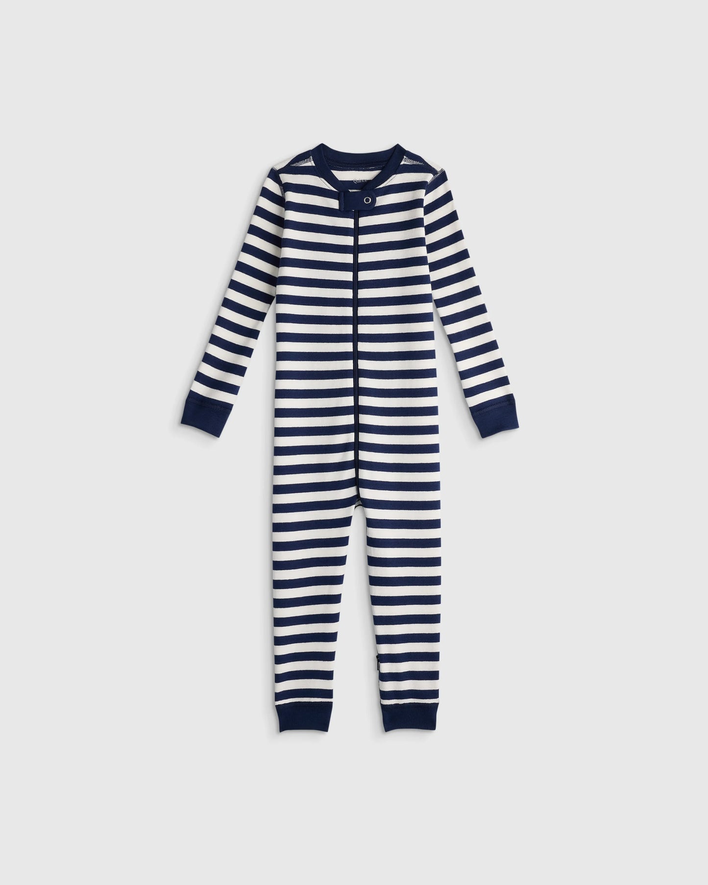 100% Organic Cotton One Piece Pajama - 2T / Navy Stripe