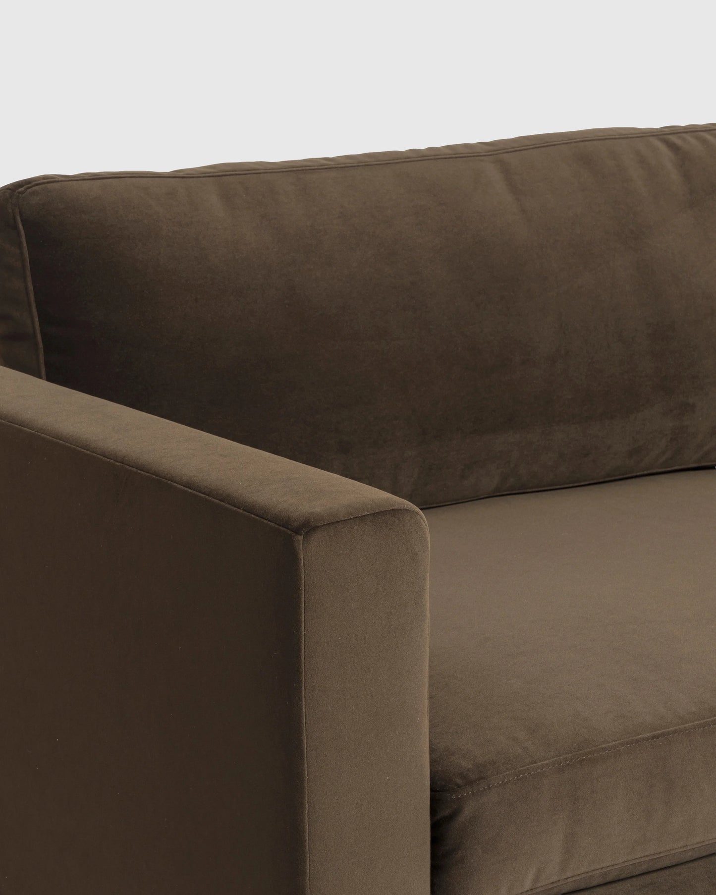 Performance Velvet Sofa with Solid Oak Base - 7ft / Java