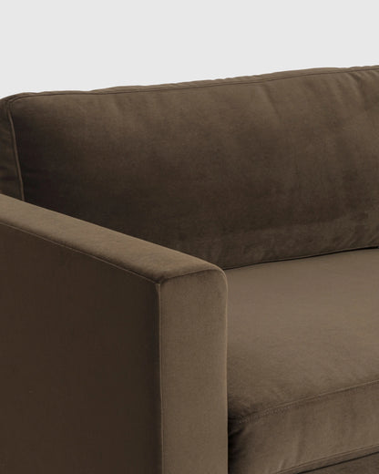 Performance Velvet Sofa with Solid Oak Base - 7ft / Java