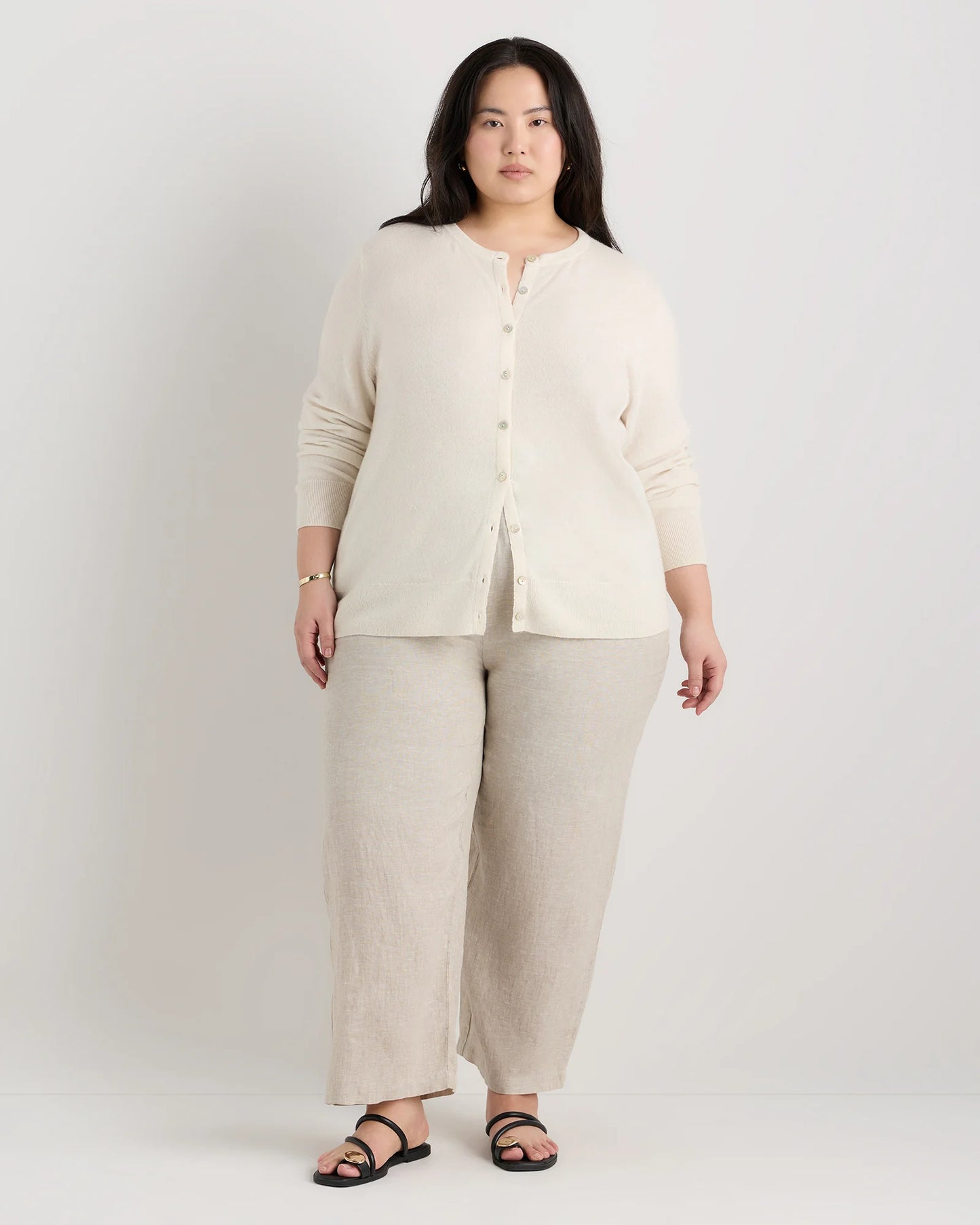 Mongolian Cashmere Cardigan Sweater - 1X / Ivory