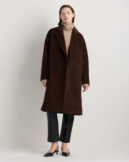 Wool Cashmere Double-Breasted Slouch Coat - XS / Winetasting