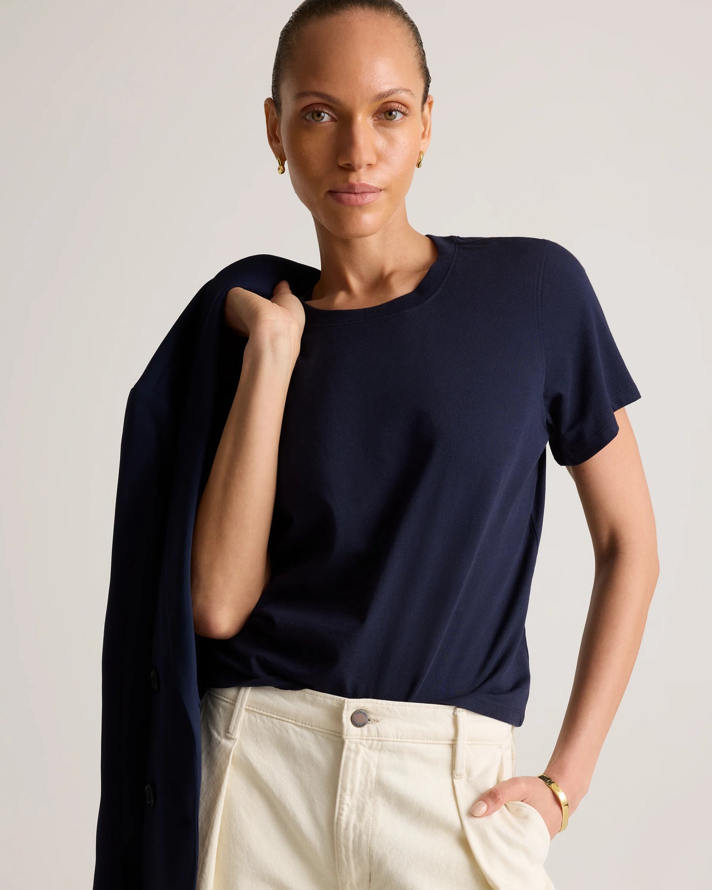 100% Organic Cotton Boxy Crewneck Tee (3-Pack) - XS / Deep Navy