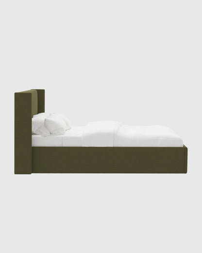 100% Linen Wingback Bed - Full / Canvas
