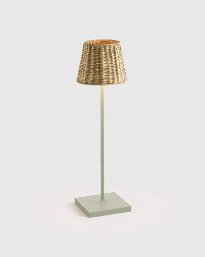 Poldina Pro Rechargeable Table Lamp with Seagrass Shade by Zafferano - Regular / White