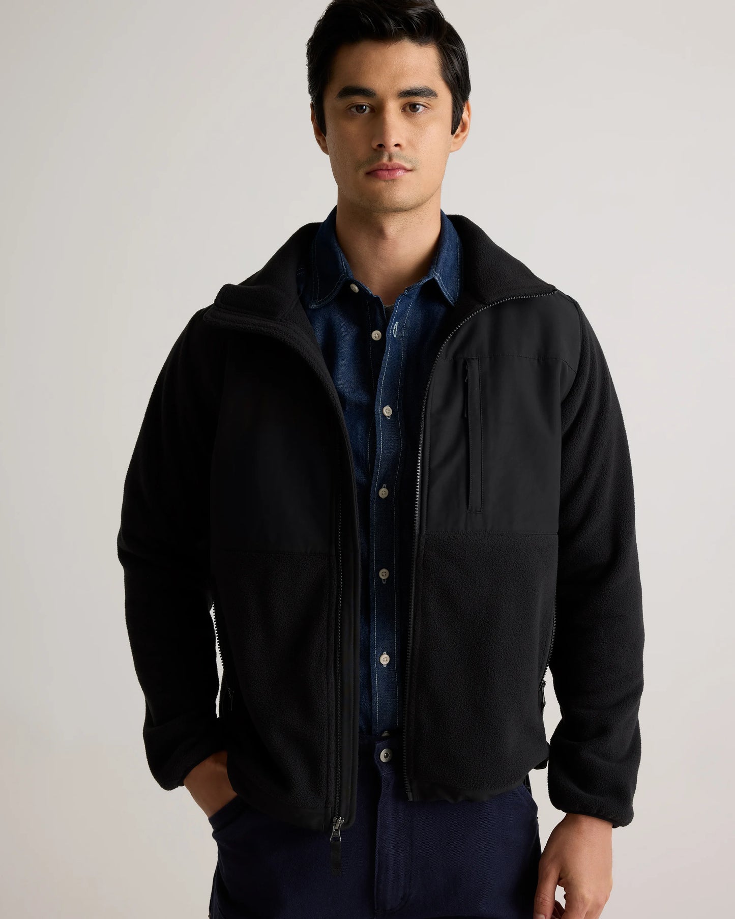 Polar Fleece Full-Zip Jacket - S / Gravel/Bold Black
